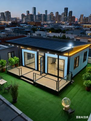 comprare Expandable Container House with 100mm Thick Wall 5.5 Tons Net Weight and L-shaped Cabinet fabbricazione online