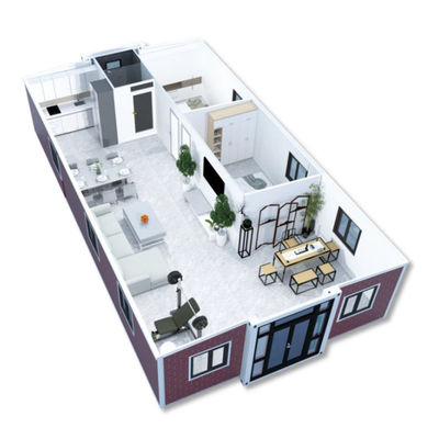 Fabbricazione in acciaio galvanizzato 40ft Container espandibile Casa con idraulica pronta e T65mm EPS Color Plate Wallboard