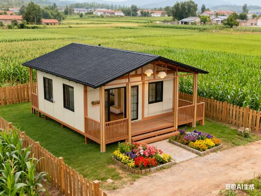 Casa in container espandibile con legno compensato di bambù di 18 mm di spessore 100 mm di spessore totale e sistema idraulico preinstallato