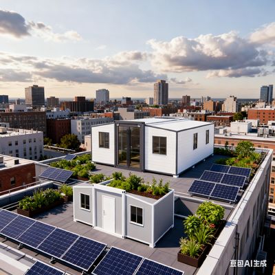 Piccola casa prefabbricata pieghevole a doppia ala con 56 metri quadrati di superficie calpestabile L9000*W6220*H2480mm e durata di oltre 30 anni