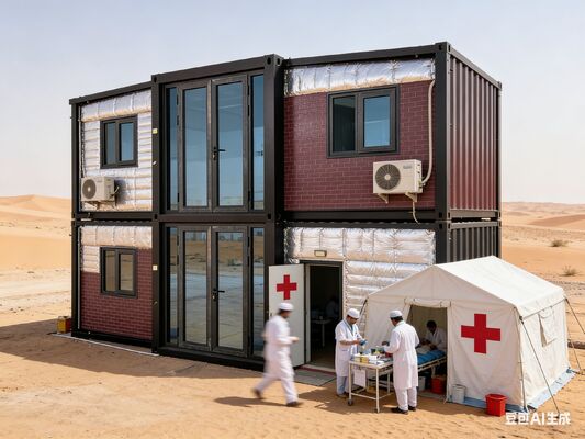 Contenitore pieghevole da 20 piedi con 5900*6300*2480mm Dimensione estesa e layout delle finestre personalizzabili Con pannelli sandwich EPS da 75mm